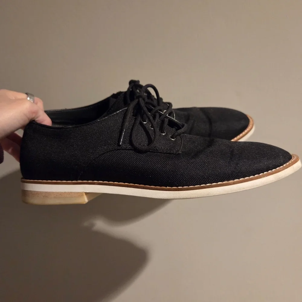 Calvin Klein Armando Black Ballistic Nylon Oxford Dress Shoes Mens 9.5